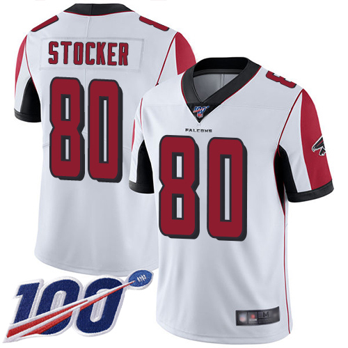 Atlanta Falcons Limited White Men Luke Stocker Road Jersey NFL Football #80 100th Season Vapor Untouchable